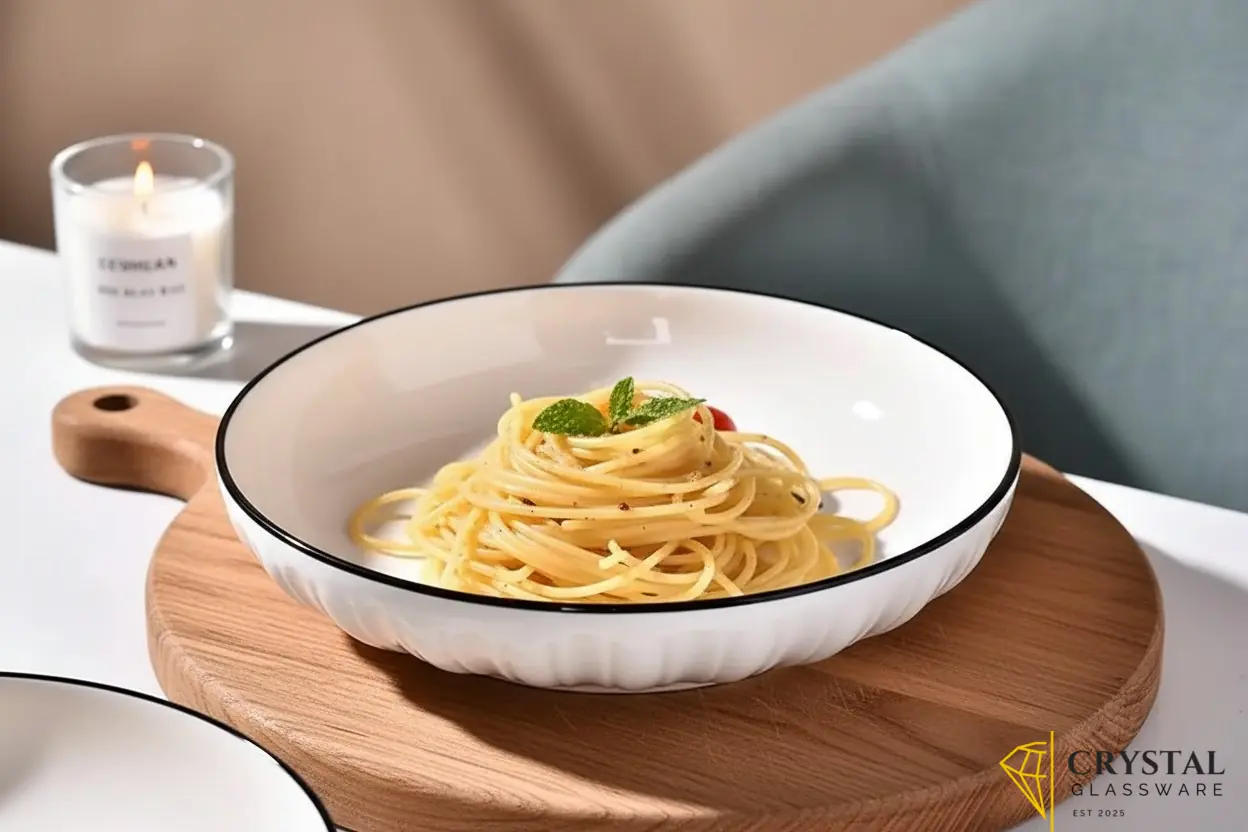 Ceramic Plate, New Style Round Deep for Home Use,8-Inch Dinner Plates, Salad Plates, Dessert Plates.